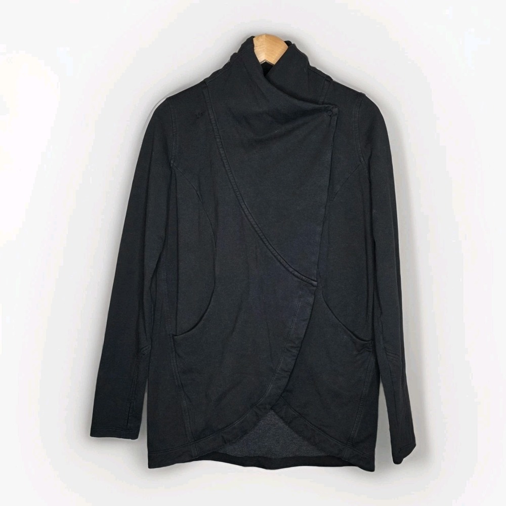Lululemon Rulu Rally Wrap Cardigan Jacket Sz 8 Long Sleeve Black Athleisure